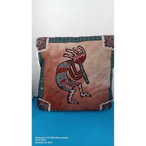 VTG KOKOPELLI Aztec Southwestern Dancing Flute Player Set of 2 Throw‎ Pillows